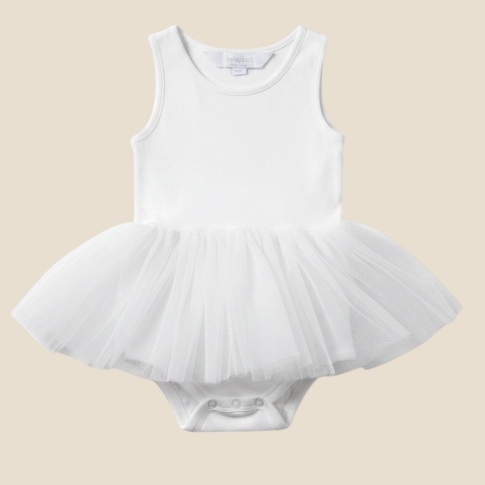 iloveplum White Tutu Bodysuit Toddler 2Y Sleeveless Tulle Dress Skirted Leotard